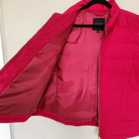 Talbots Size 3XL Down Filled Puffer Vest Magenta Red Full Zip Pockets - Picture 7 of 7